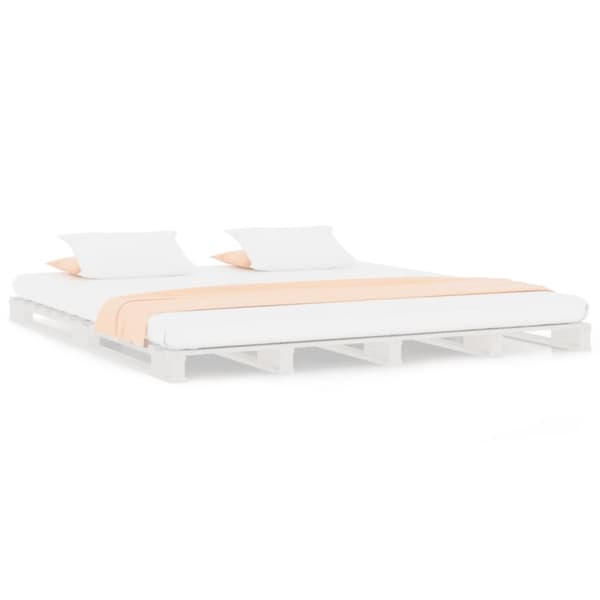The Living Store palleseng 180x200 cm Super King massivt fyrretræ hvid - Senge & sengeramme