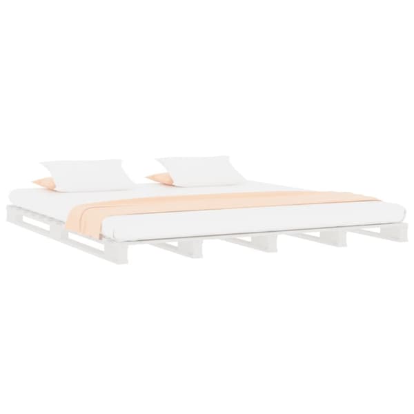 The Living Store palleseng 180x200 cm Super King massivt fyrretræ hvid - Senge & sengeramme