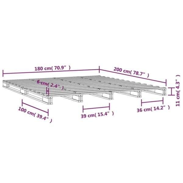 The Living Store palleseng 180x200 cm Super King massivt fyrretræ hvid - Senge & sengeramme