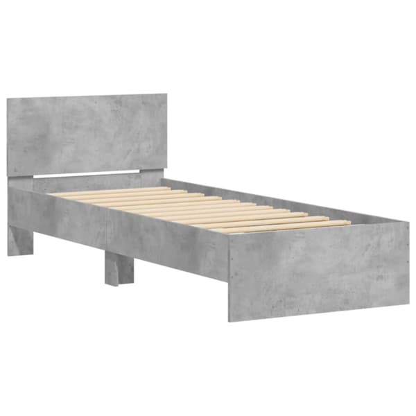 The Living Store sengeramme med sengegavl 90x190 cm konstrueret træ betongrå -  Senge & sengeramme