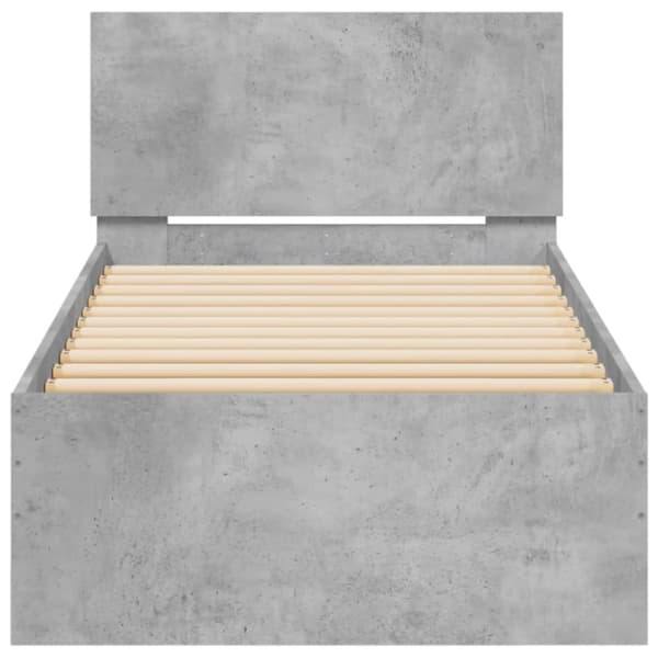 The Living Store sengeramme med sengegavl 90x190 cm konstrueret træ betongrå -  Senge & sengeramme