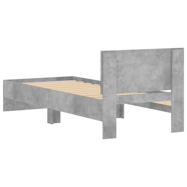 The Living Store sengeramme med sengegavl 90x190 cm konstrueret træ betongrå -  Senge & sengeramme