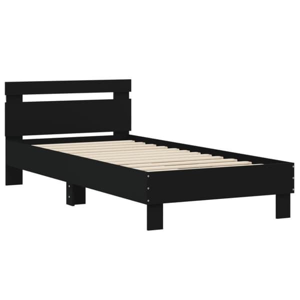 The Living Store sengeramme med sengegavl og LED-lys 90x190 cm sort -  Senge & sengeramme