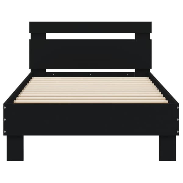 The Living Store sengeramme med sengegavl og LED-lys 90x190 cm sort -  Senge & sengeramme