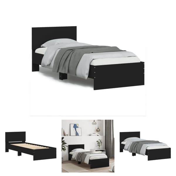 The Living Store sengeramme med sengegavl 75x190 cm konstrueret træ sort -  Senge & sengeramme
