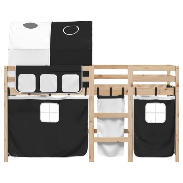The Living Store Loftsäng med tunnel vit&svart 80x200 cm massiv furu - Sängar & sängramar
