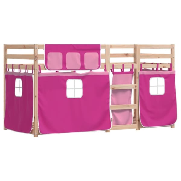 The Living Store Loftsäng med rutschkana rosa 90x200 cm massiv furu -  Sängar & sängramar