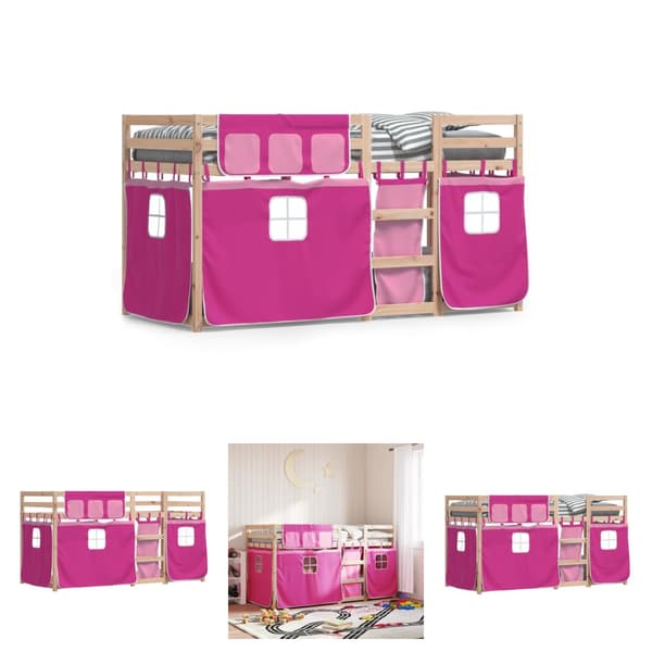 The Living Store Loftsäng med rutschkana rosa 90x200 cm massiv furu -  Sängar & sängramar