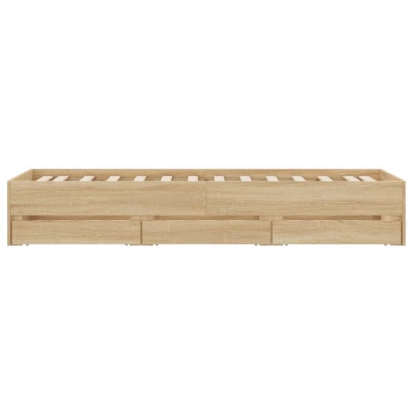The Living Store sengeramme med skuffer 90x200 cm konstrueret træ sonoma-eg -  Senge & sengeramme