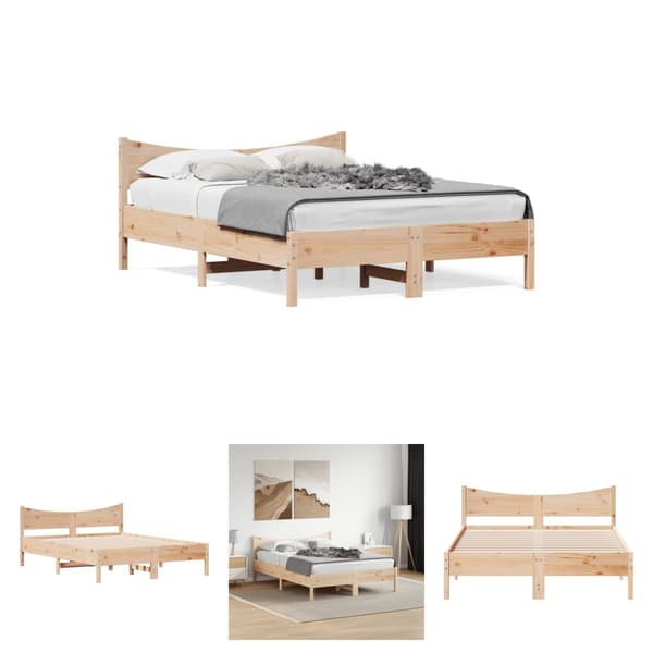 The Living Store sengeramme 140x200 cm massivt fyrretræ - Senge & sengeramme