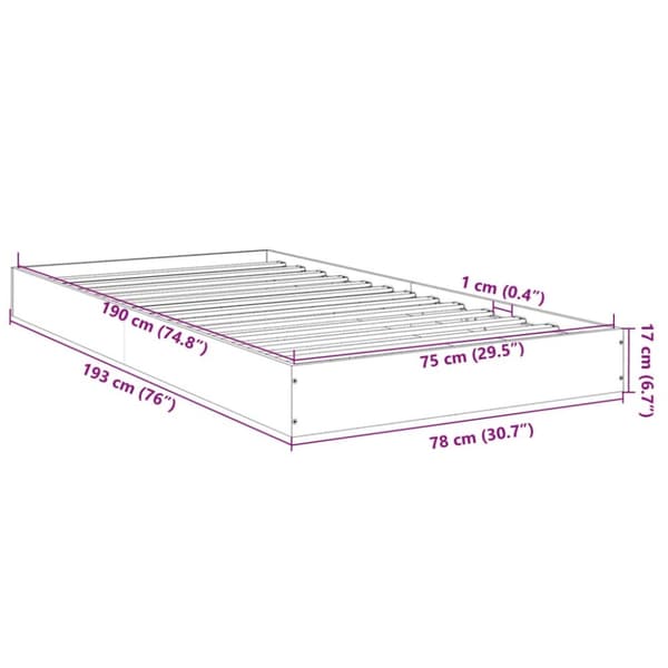 The Living Store sengeramme 75x190 cm konstrueret træ hvid - Senge & sengeramme
