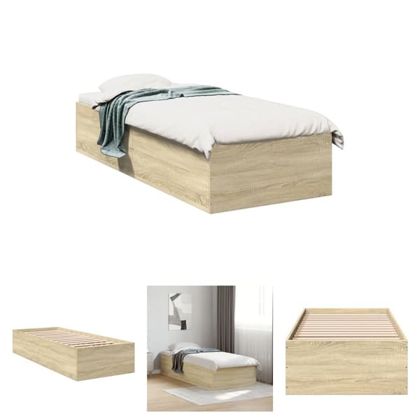 The Living Store sengeramme 100x200 cm konstrueret træ sonoma-eg - Senge & sengeramme