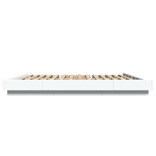 The Living Store Sängynrunko LED-valoilla valkoinen 200x200 cm tekninen puu -  Sängyt & sängynrungot