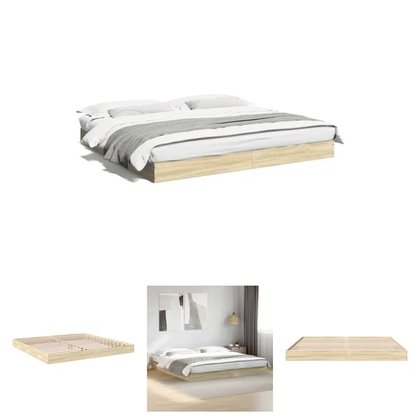 The Living Store sengestel 180x200 cm konstrueret træ sonoma-eg -  Senge & sengeramme
