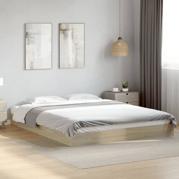 The Living Store sengestel 160x200 cm konstrueret træ sonoma-eg - Senge & sengeramme