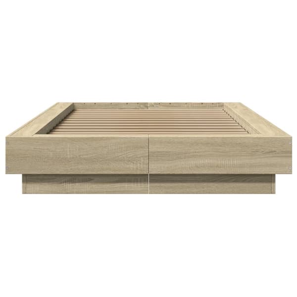 The Living Store sengeramme med LED-lys 90x190 cm konstrueret træ sonoma-eg - Senge & sengeramme