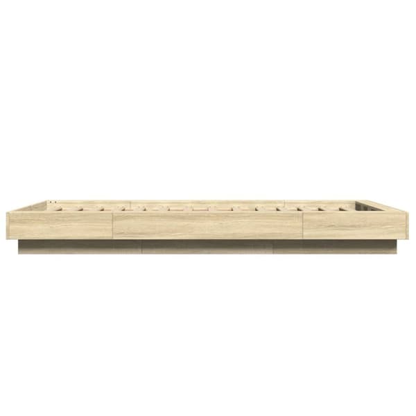 The Living Store sengeramme med LED-lys 90x190 cm konstrueret træ sonoma-eg - Senge & sengeramme