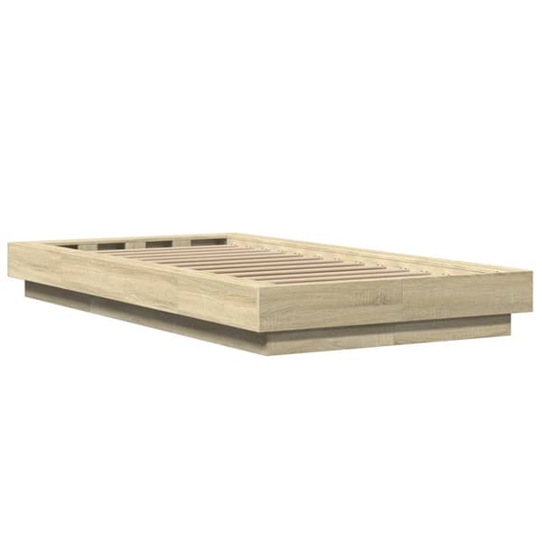 The Living Store sengeramme med LED-lys 90x190 cm konstrueret træ sonoma-eg - Senge & sengeramme