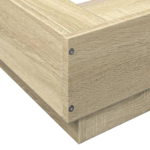 The Living Store sengeramme med LED-lys 90x190 cm konstrueret træ sonoma-eg - Senge & sengeramme