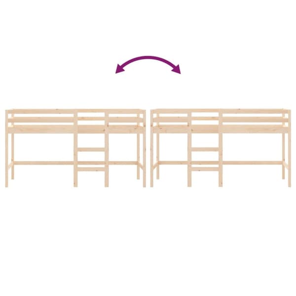 The Living Store Loftsäng med stege 80x200 cm massiv furu -  Sängar & sängramar