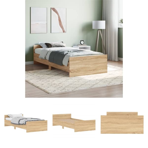 The Living Store sengeramme 100x200 cm konstrueret træ sonoma-eg -  Senge & sengeramme