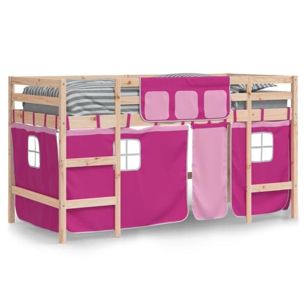 The Living Store Loftsäng med rutschkana rosa 90x190 cm massiv furu -  Sängar & sängramar