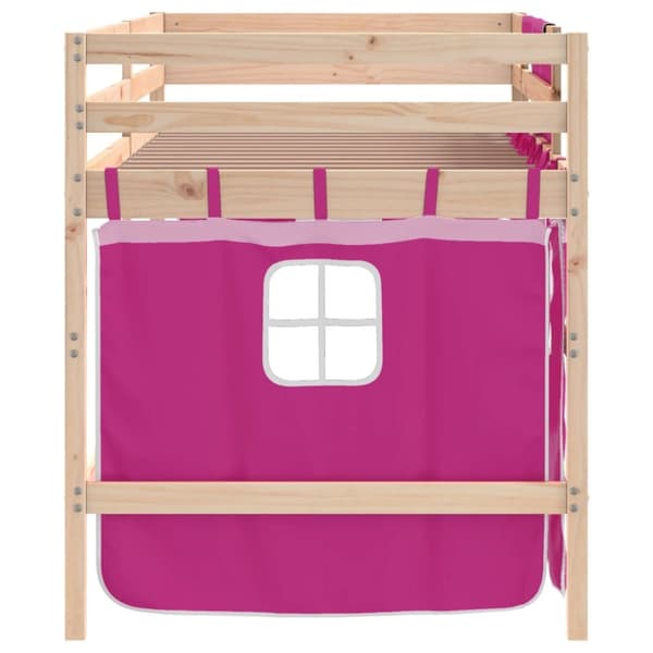 The Living Store Loftsäng med rutschkana rosa 90x190 cm massiv furu -  Sängar & sängramar
