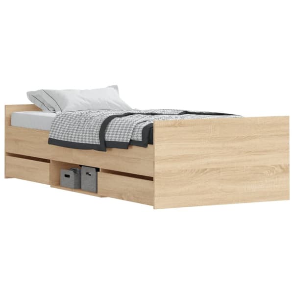The Living Store sengeramme med sengegavl og fodgærde 90x190 cm sonoma-eg - Senge & sengeramme