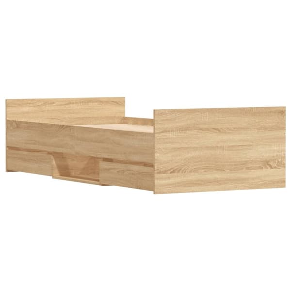 The Living Store sengeramme med sengegavl og fodgærde 90x190 cm sonoma-eg -  Senge & sengeramme