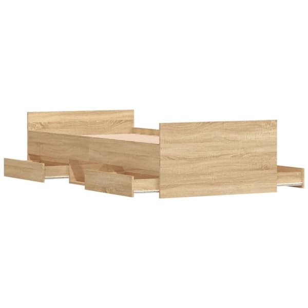 The Living Store sengeramme med sengegavl og fodgærde 90x190 cm sonoma-eg -  Senge & sengeramme