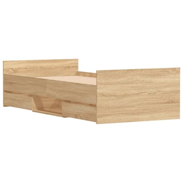 The Living Store sengeramme med sengegavl og fodgærde 90x190 cm sonoma-eg - Senge & sengeramme