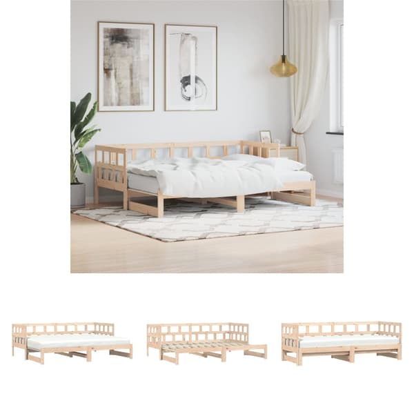 The Living Store Vuodesohva rullilla 80x200 cm täysi mänty -  Sängyt & sängynrungot