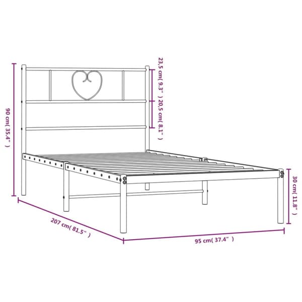 The Living Store sengeramme med sengegavl 90x200 cm metal sort -  Senge & sengeramme