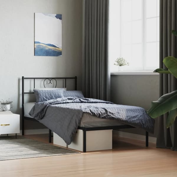 The Living Store sengeramme med sengegavl 90x200 cm metal sort -  Senge & sengeramme