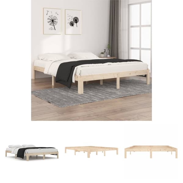 The Living Store sengeramme 160x200 cm massivt fyrretræ - Senge & sengeramme