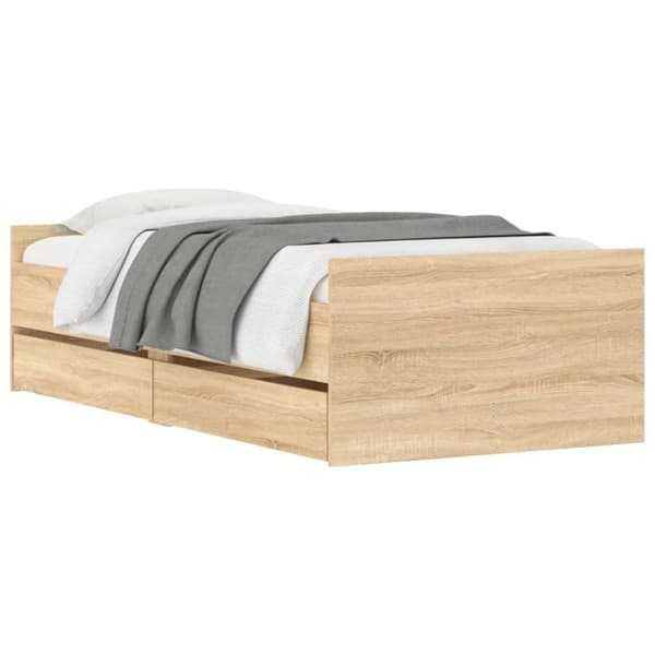 The Living Store sengestel med skuffer 100x200 cm sonoma-eg - Senge & sengeramme