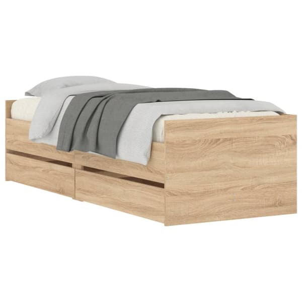 The Living Store sengeramme med skuffer 100x200 cm sonoma-eg - Senge & sengeramme