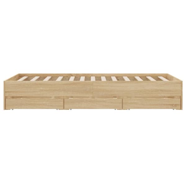 The Living Store sengeramme med skuffer 120x200 cm konstrueret træ sonoma-eg - Senge & sengeramme