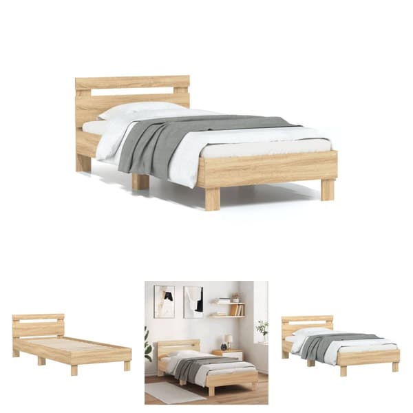 The Living Store sengeramme med sengegavl 75x190 cm konstrueret træ sonoma-eg -  Senge & sengeramme