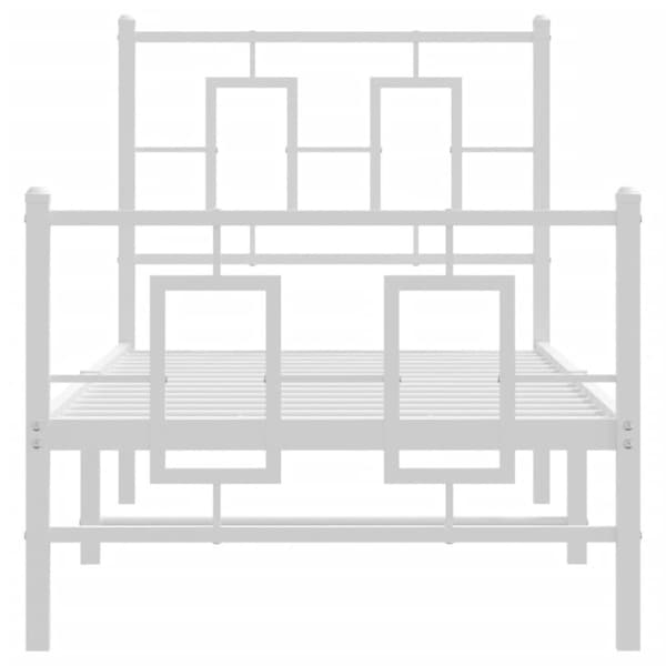 The Living Store Metallinen sängynrunko päädyillä valkoinen 80x200 cm - Sängyt & sängynrungot