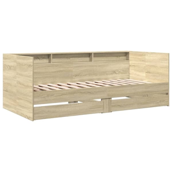 The Living Store Dagbädd med lådor sonoma-ek 100x200 cm konstruerat trä -  Sängar & sängramar