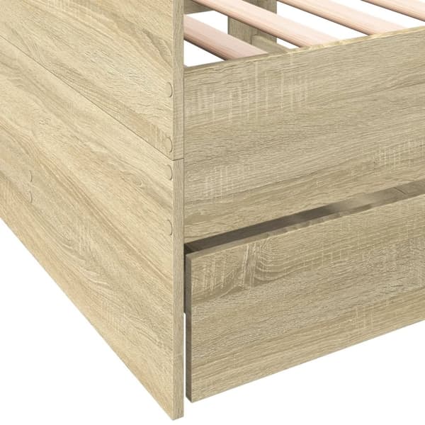The Living Store daybed med skuffer 75x190 cm konstrueret træ sonoma-eg - Senge & sengeramme