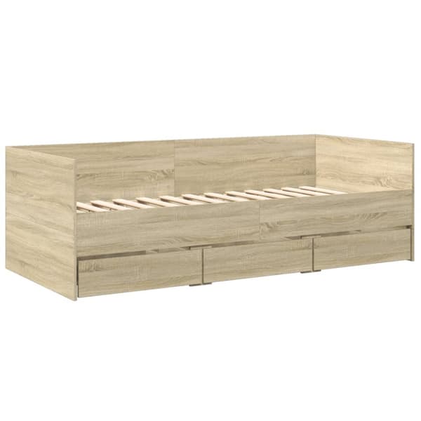 The Living Store daybed med skuffer 90x200 cm konstrueret træ sonoma-eg - Senge & sengeramme