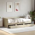 Miniatyrbillede 4 af 11: The Living Store daybed med skuffer 90x200 cm konstrueret træ sonoma-eg -  Senge & sengeramme
