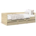 Miniatyrbillede 2 af 11: The Living Store daybed med skuffer 90x200 cm konstrueret træ sonoma-eg -  Senge & sengeramme