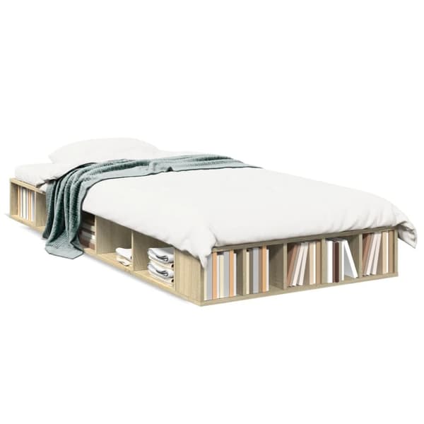 The Living Store sengeramme 100x200 cm konstrueret træ sonoma-eg - Senge & sengeramme
