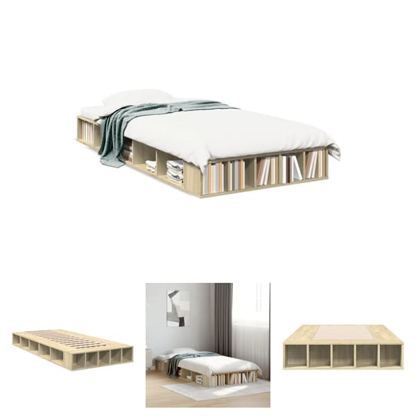 The Living Store sengeramme 100x200 cm konstrueret træ sonoma-eg - Senge & sengeramme