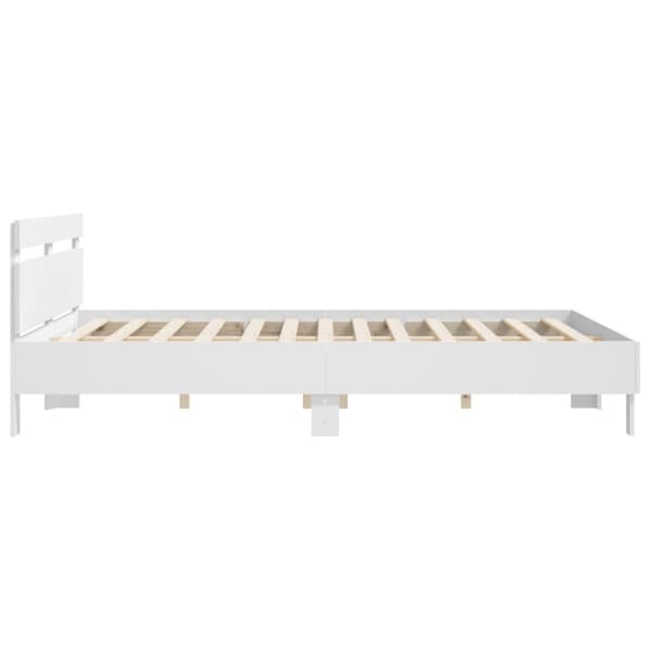 The Living Store sengeramme med sengegavl 200x200 cm konstrueret træ hvid - Senge & sengeramme