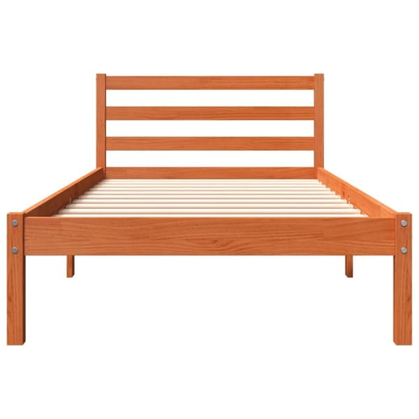 The Living Store sengeramme 90x190 cm massivt fyrretræ gyldenbrun -  Senge & sengeramme