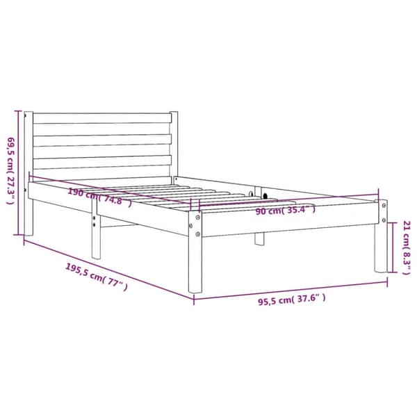 The Living Store sengeramme 90x190 cm massivt fyrretræ gyldenbrun -  Senge & sengeramme